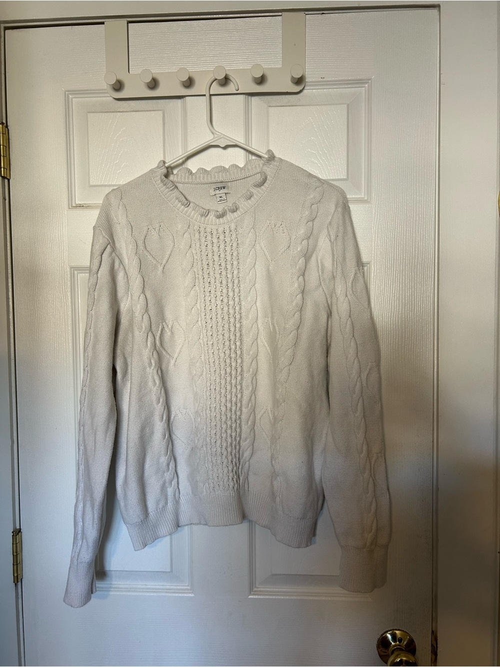 J. Crew Cream Cable-Knit Crewneck Sweater